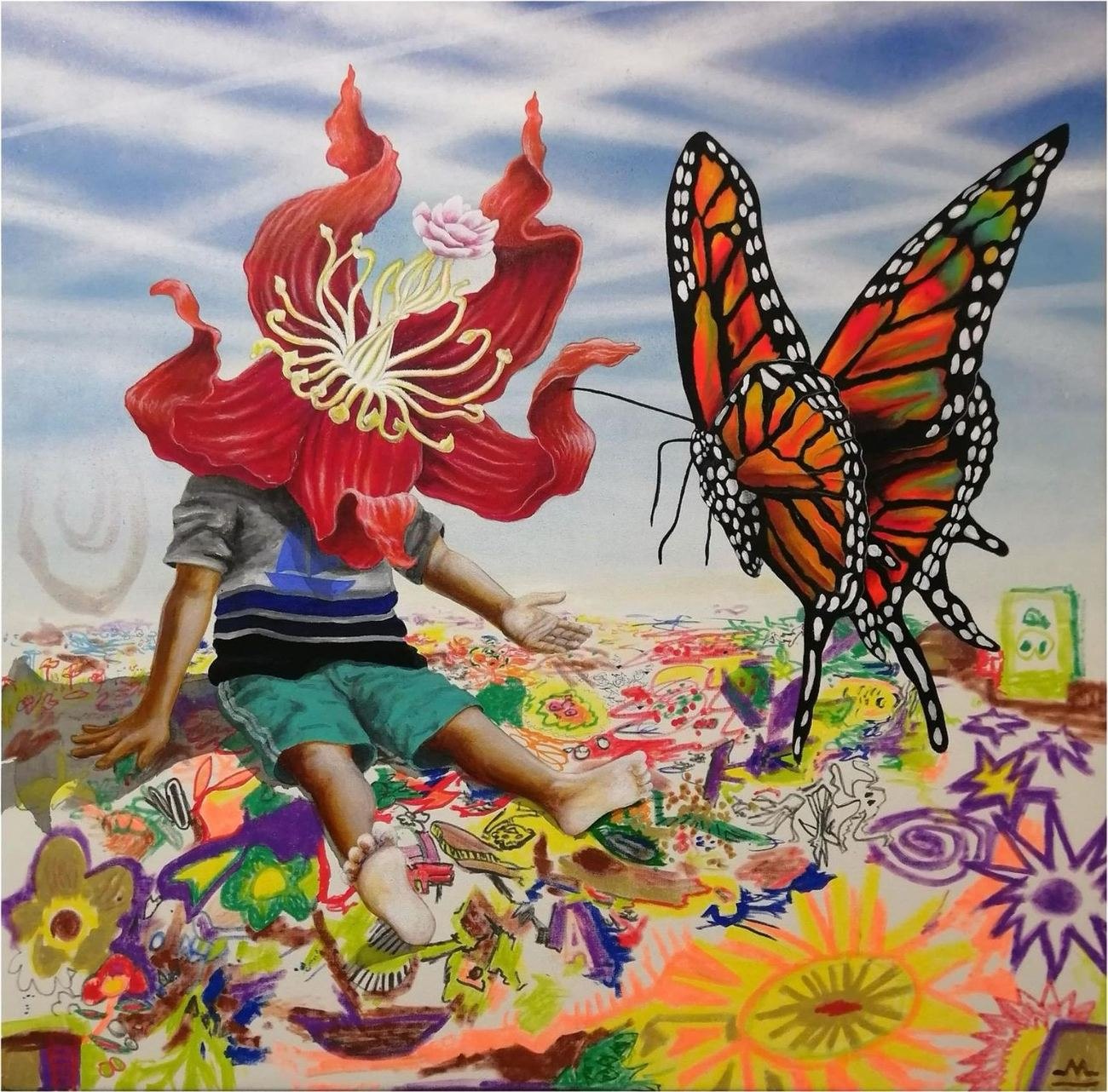 Llamado, pintura acrílica, serie FloreSeres